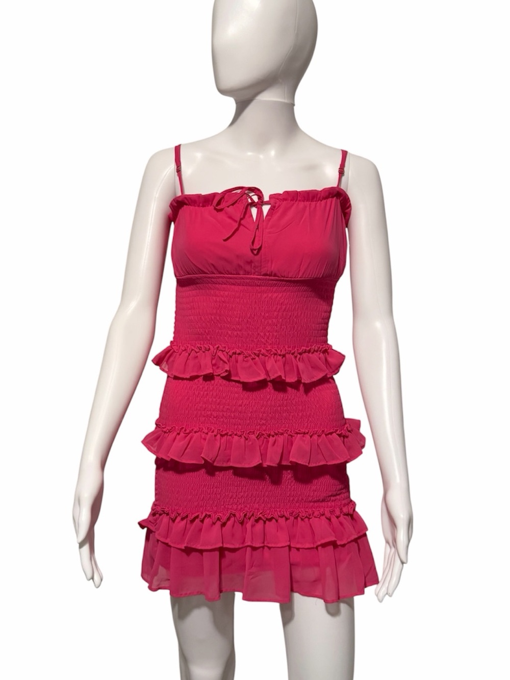 Guess Hot Pink Mini Bodycon Ruffle Dress Sz S